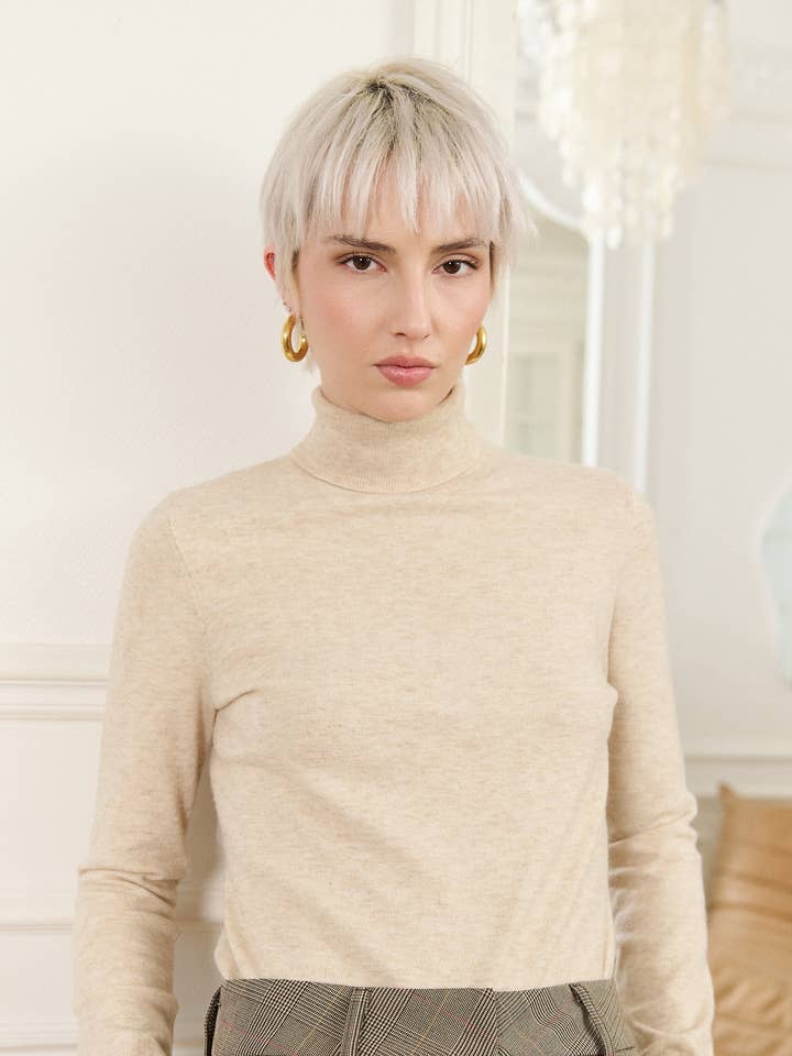 Soft plain turtleneck sweater - MONA 987 for wholesale by GOLDEN LIVE PARIS