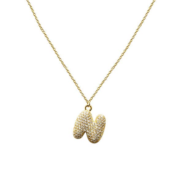 AMORINO SRL - Wholesale Pendant/Charm Necklace - BUBBLE INITIAL NECKLACE WITH ZIRCONIA - MY24784B517 GOLD12