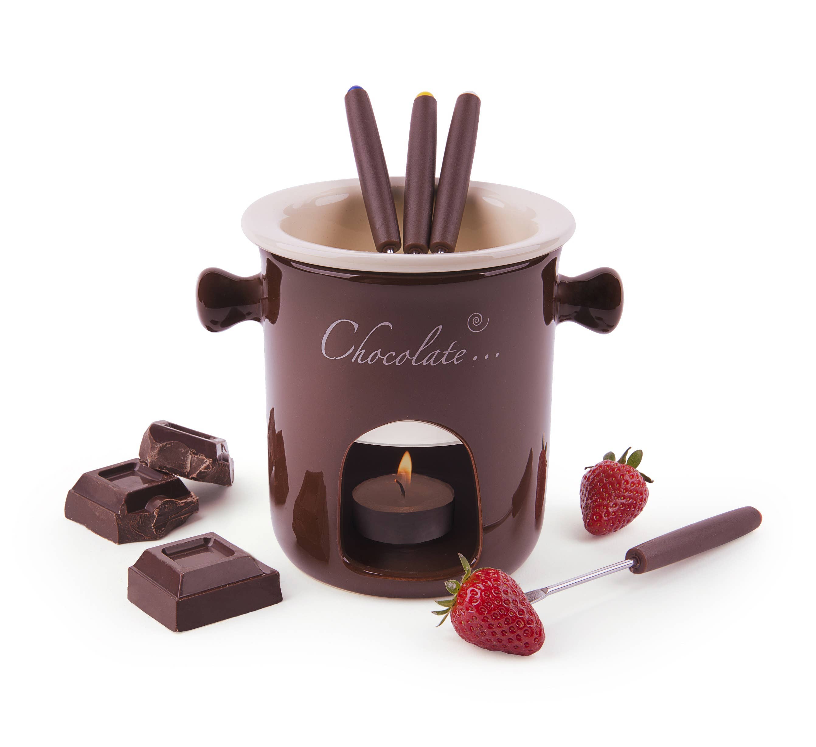 Cream Brown Chocolate Fondue Set 7PCS for wholesale on Faire1