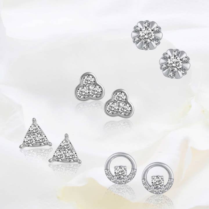 Natural Diamonds Cluster Earrings in 925 Sterling Silver for wholesale by Fifth and Fine