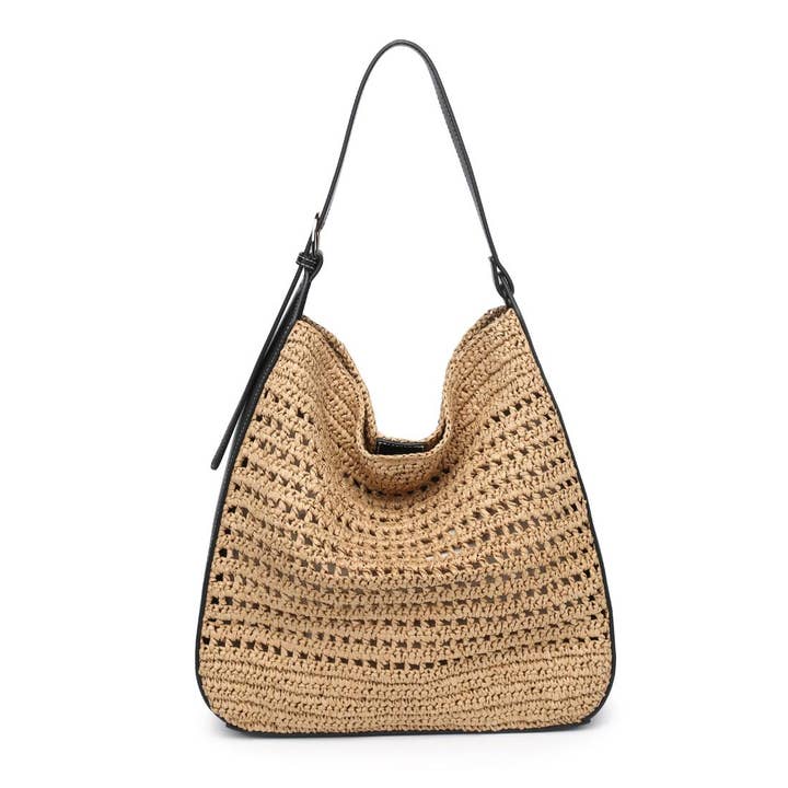 Moda Luxe - Venta al por mayor Bolso con correa - Mujer - Bolso Hobo Savannah de paja con diseño de crochet4