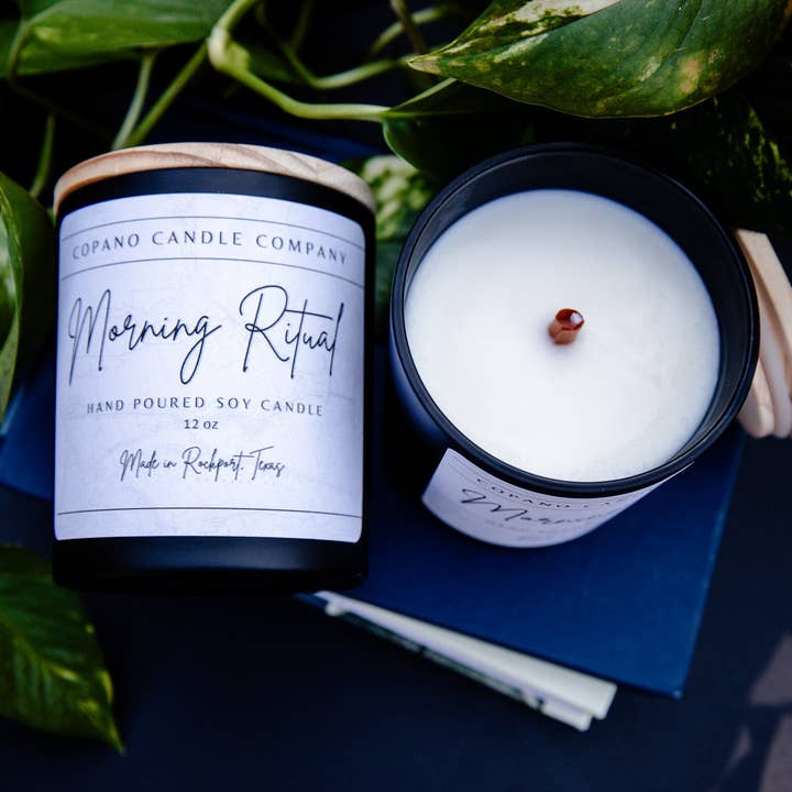 Copano Candle Company - Wholesale Jar/Filled Candle - Morning Ritual - 12oz Soy Wood Wick Candle