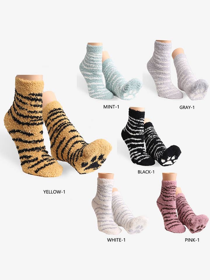 Luxury Soft Tiger Print Mini Crew Winter Socks for wholesale on Faire