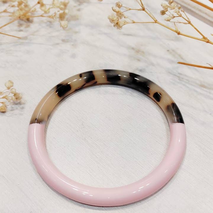 LOLO & YAYA - Wholesale Bangle Bracelet - Thick rigid bangle bracelet, 8mm, Justyna leopard in resin14