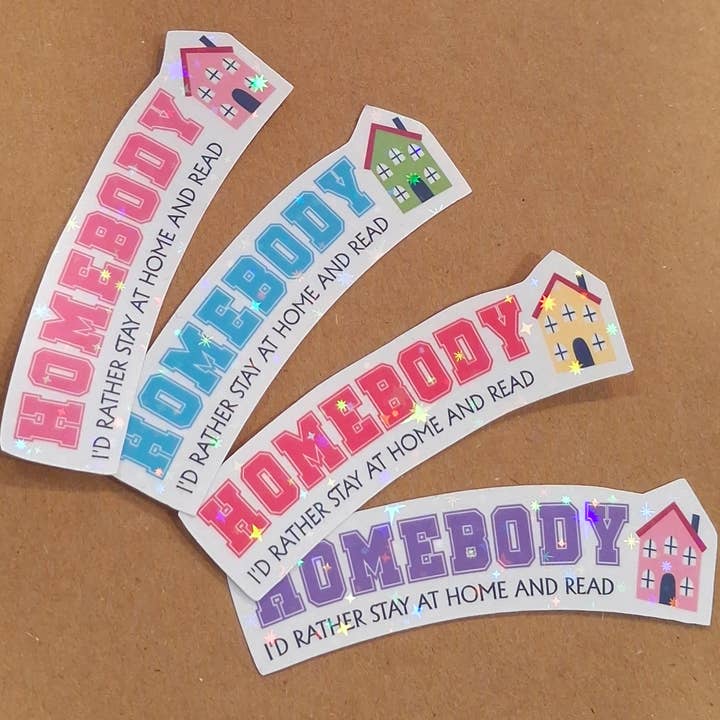 Homebody - Bookish Holographic Sticker for wholesale by Little Silverleaf