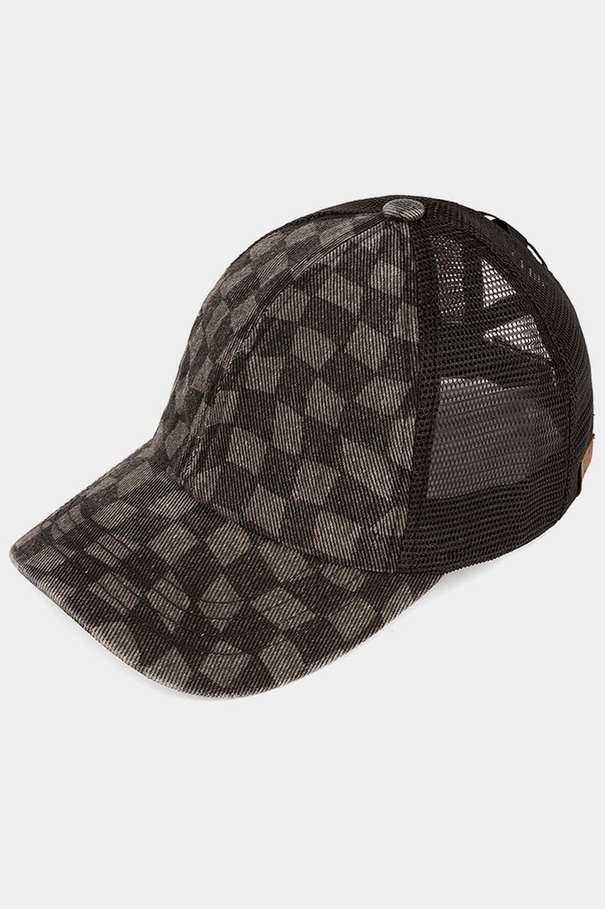 Hana - Wholesale Baseball Cap - Women's - C.C Checkered Pattern Criss Cross Back Cap0