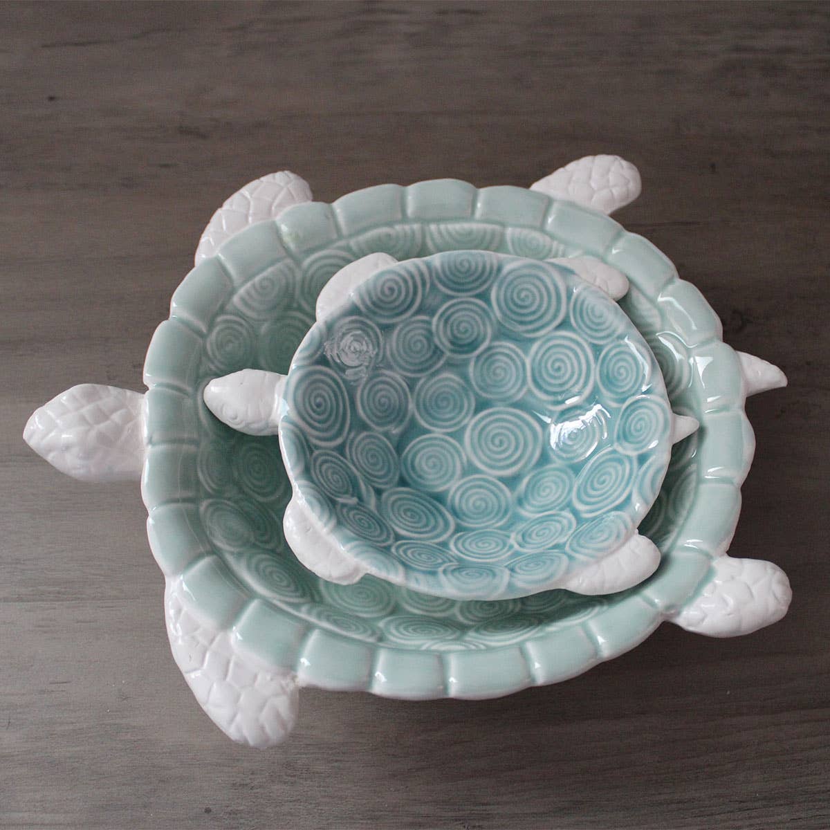 CB Home Collection - Wholesale Decorative Plate/Dish/Bowl - Sea Turtle Dishes - Set of 2 - Green & Blue5