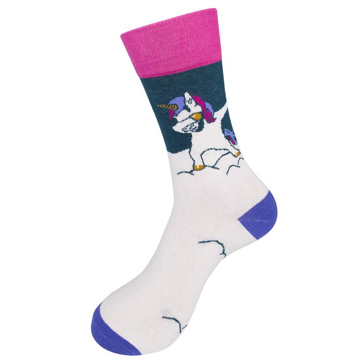 Funatic - About Face Designs - Nice Enough Merch Co - Wholesale Socks - Unisex - Dabbing Unicorn Socks - Closeout | Funatic