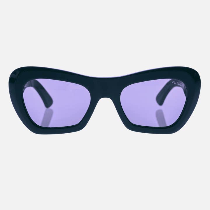 FARFALLE Bio-Acetate Gloss Black | Purple Bio Lens for wholesale by Childe Eco Eyewear