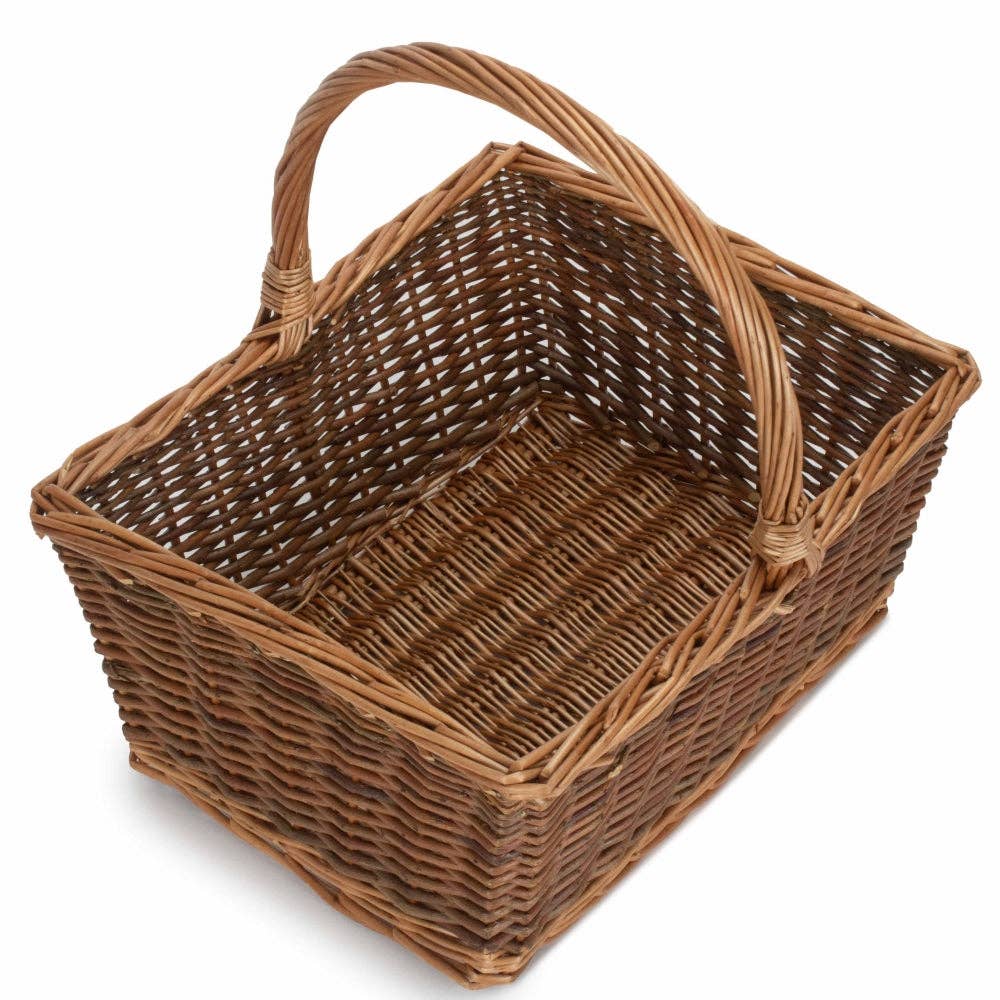Red Hamper – wholesale Basket – Rectangular Unpeeled Willow Shopping Basket0