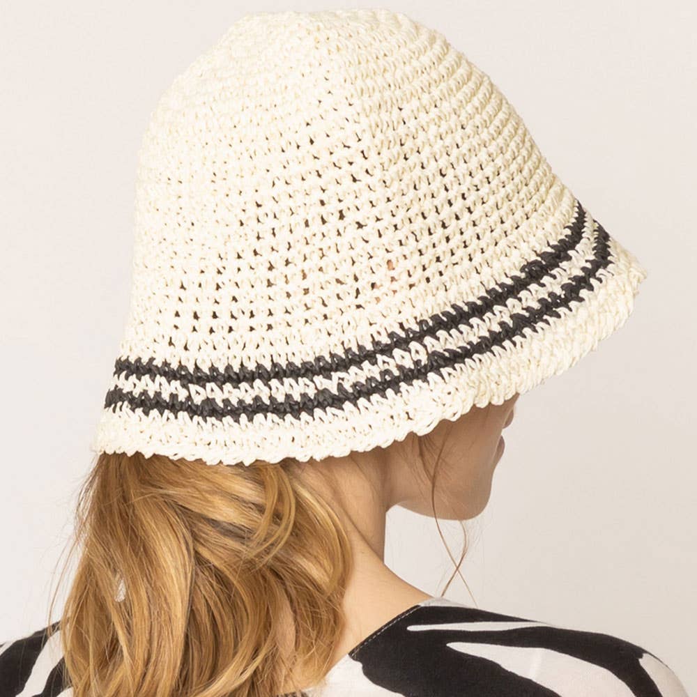 Sensibling Corp. - Wholesale Bucket Hat - Women's - Stripe Straw Bucket Hat3