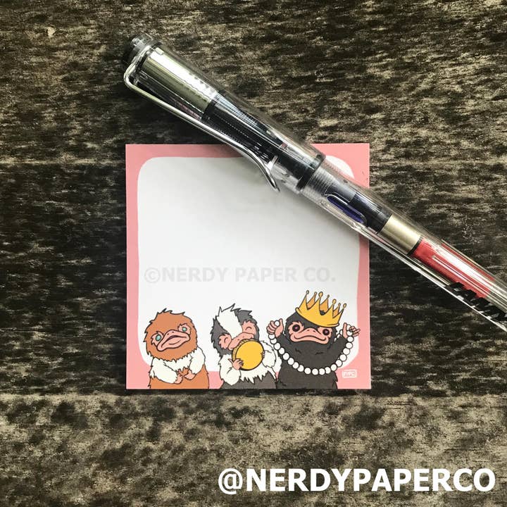 THREE MOSKETNIFFS STICKY NOTES - Foglietti adesivi a forma di mago disegnati a mano - SN005 per la vendita all'ingrosso da parte di NERDY PAPER CO.