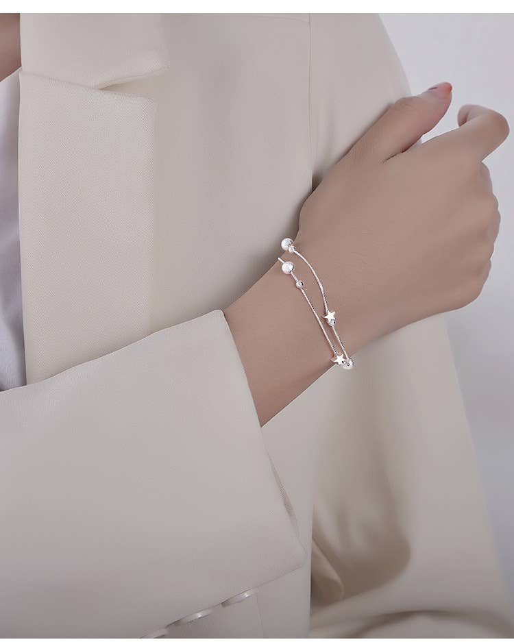 Gemscape UK - Wholesale Bedelarmbandje - Moon & Star dubbele armband van sterling zilver8