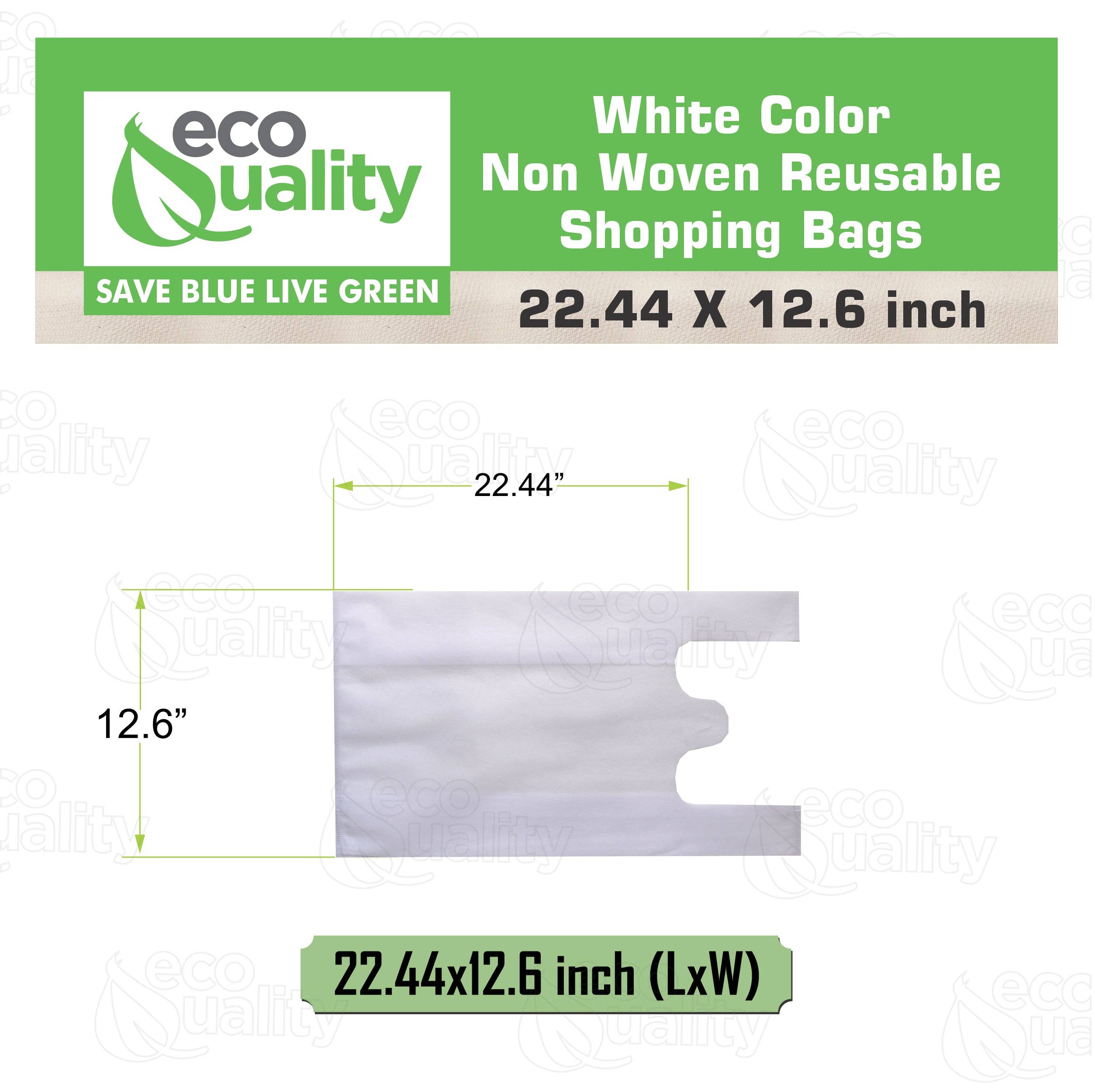 EcoQuality – Saco de mercearia/compras por atacado – Sacos de compras de T-shirt branca reutilizável não tecida grandes2