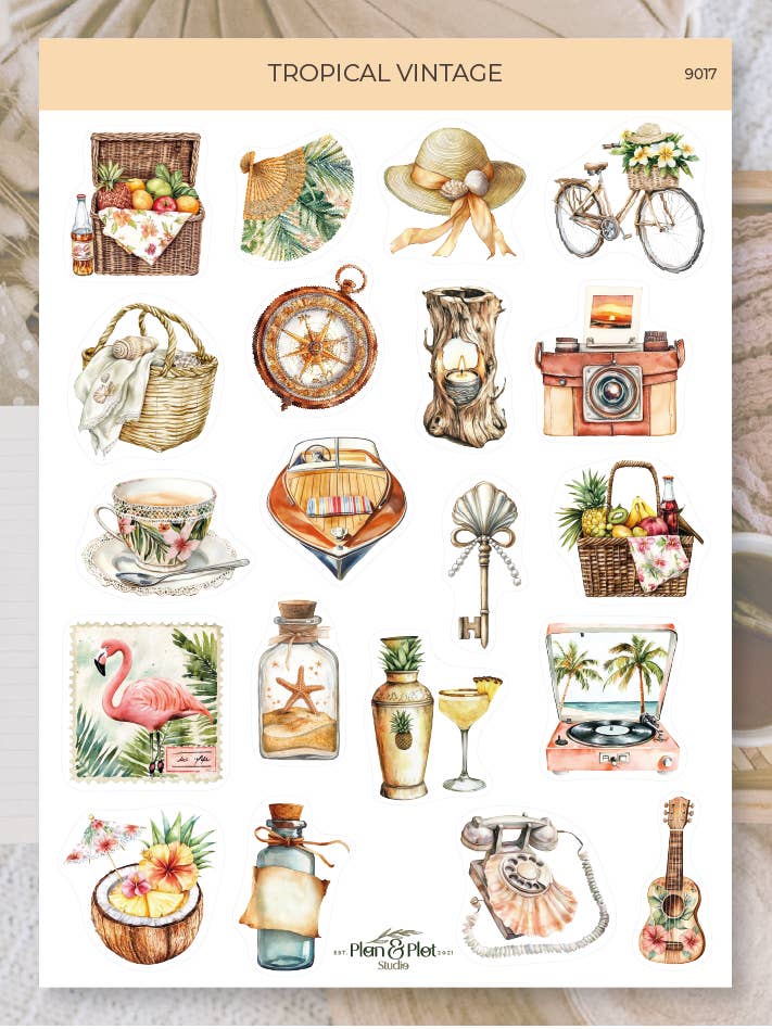 Tropical vintage | Stickers for wholesale by Plan & Plot Studio
