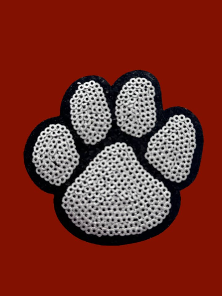 Sequin Paw Patch, 3 in Patch, Paw Patch, Trucker Hat Patch, Game Day Patch, Sports Patch, Iron on Patch, DIY for wholesale by sequinandstiches
