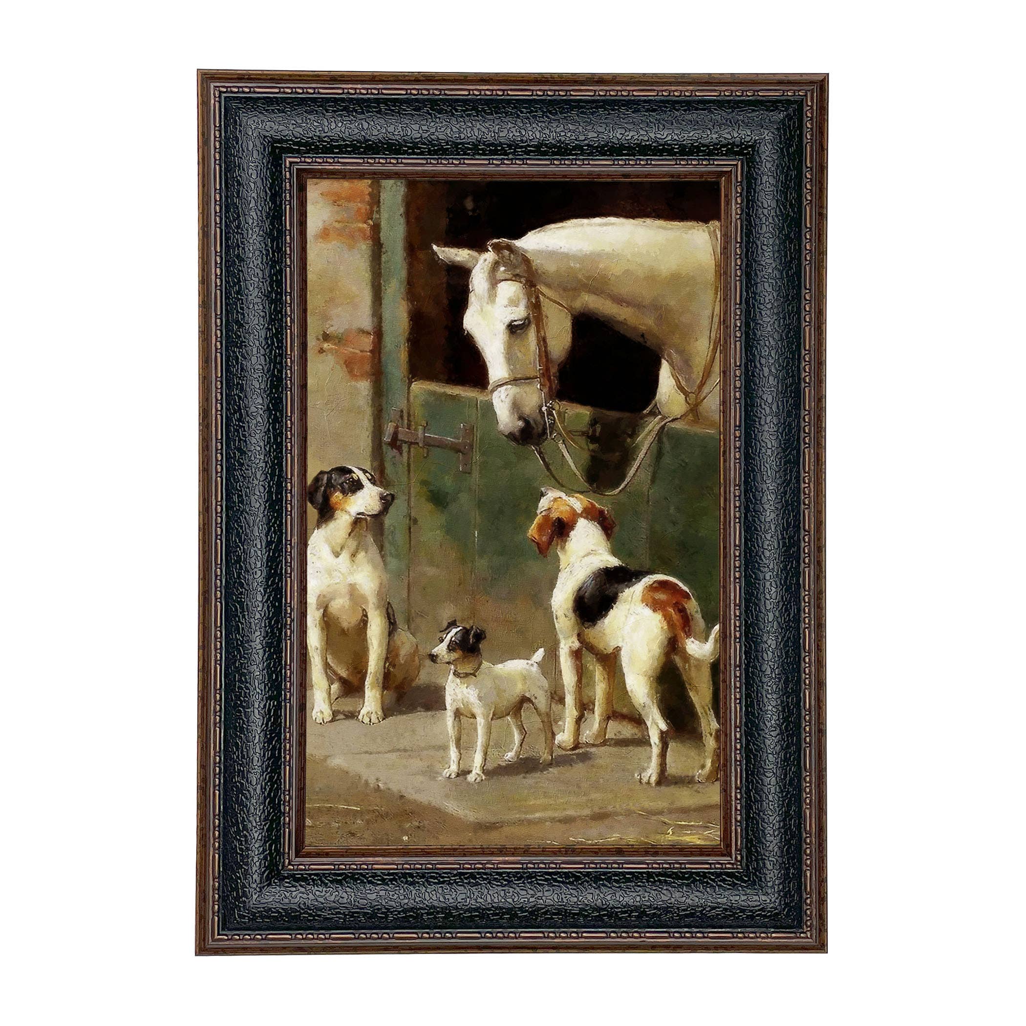 Madison Bay Co. - Historical Home Decor Reproductions - Wholesale Art Print - Dog and Horse at Stable Vintage Painting Print on Canvas103