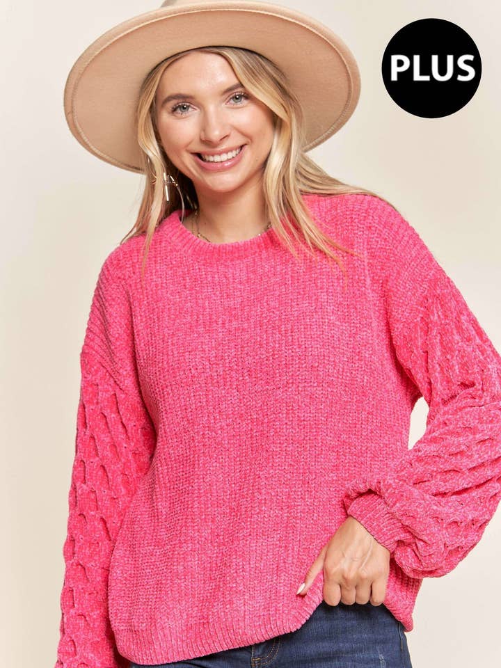 LESW2523X - FELPA CON MANICHE A SBUFFO PLUS per la vendita all'ingrosso da parte di Madelyn