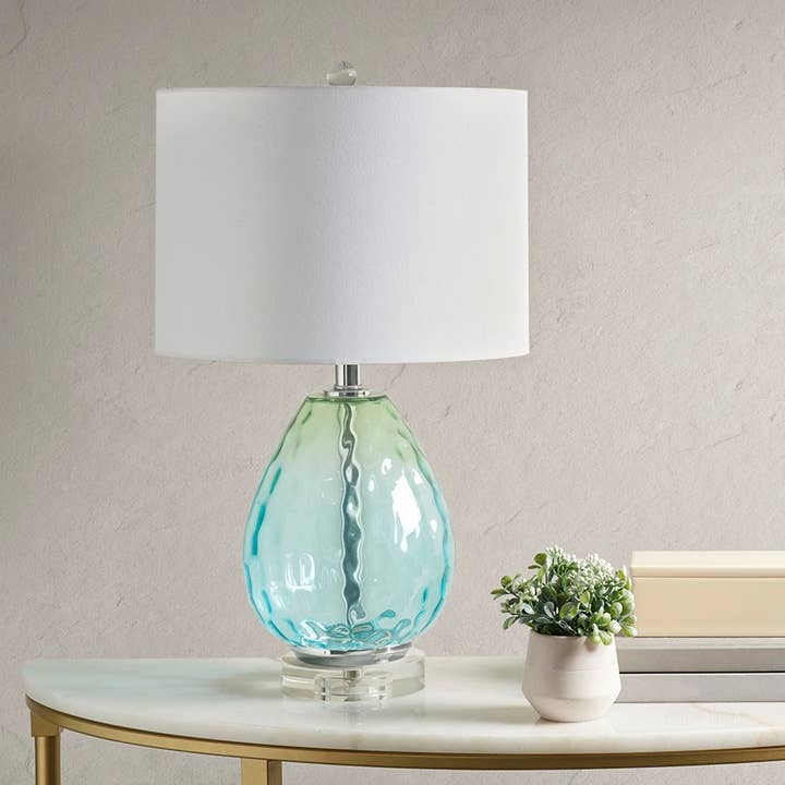 Olliix - Vente Lampes d'appoint/de bureau - Lampe de table en verre dégradé bleu vert0