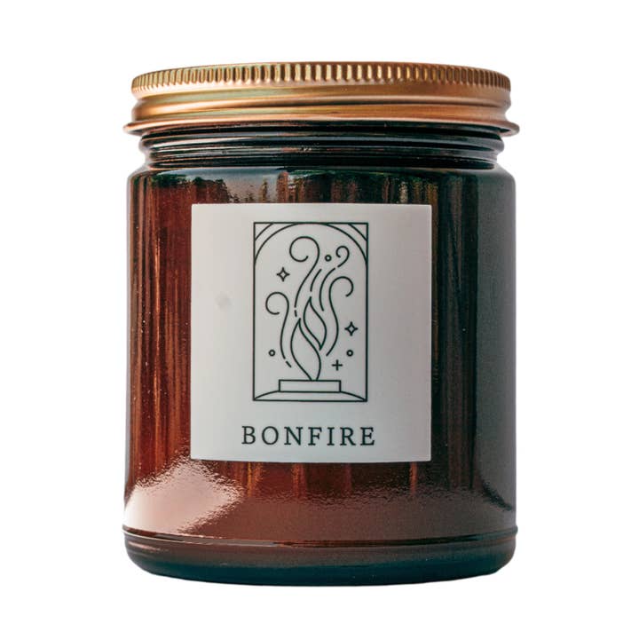 Bonfire 6.8oz Large Fine Fragrance Amber Jar Candle for wholesale by Herland Home