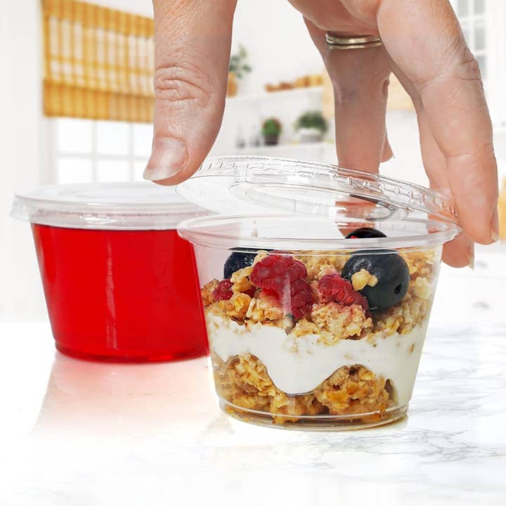 Zulay Kitchen - Wholesale Food Storage Container - Clear Jello Shot Cups with Lids - Plastic Portion Cup