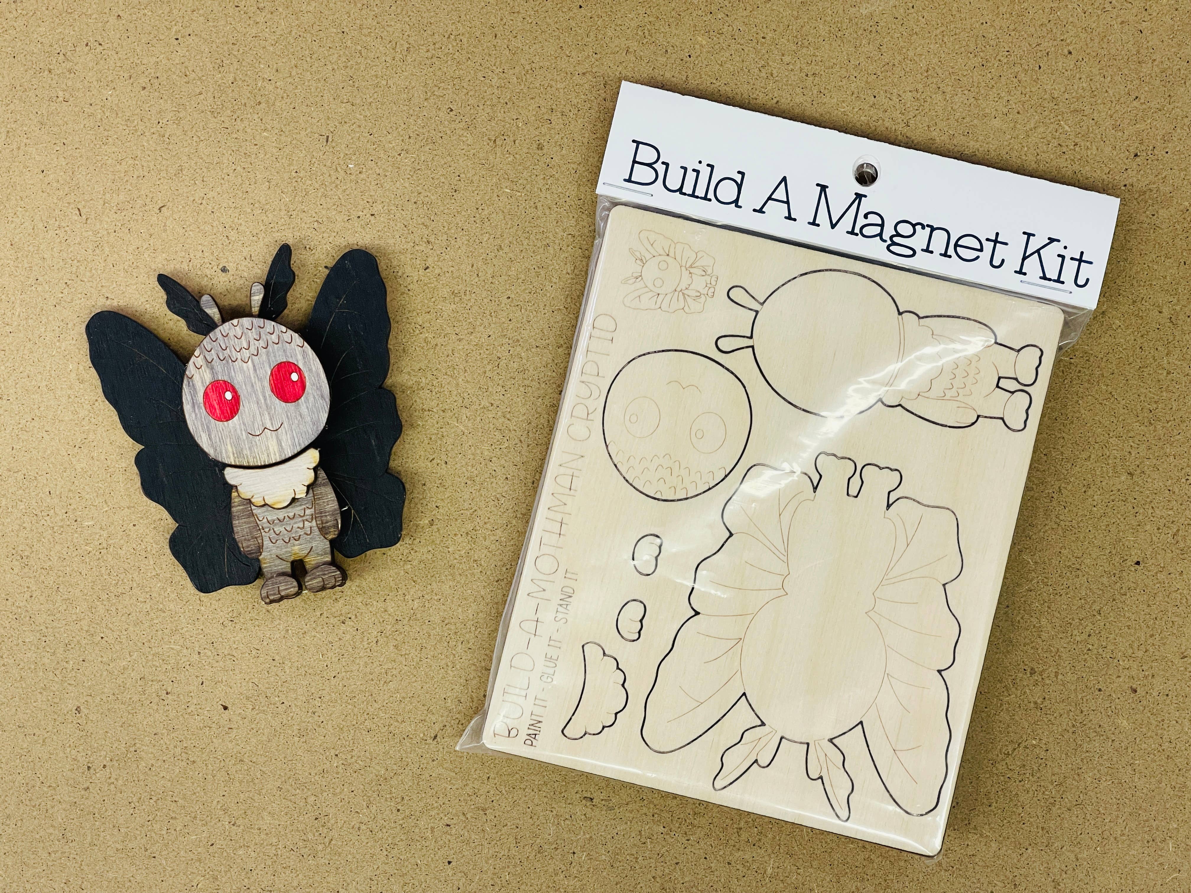 Reclaimed Woodworks Home Decor - Wholesale DIY Craft Kit - DIY Build a Mothman Magnet Kit CRAFT KIT MYTHICAL2