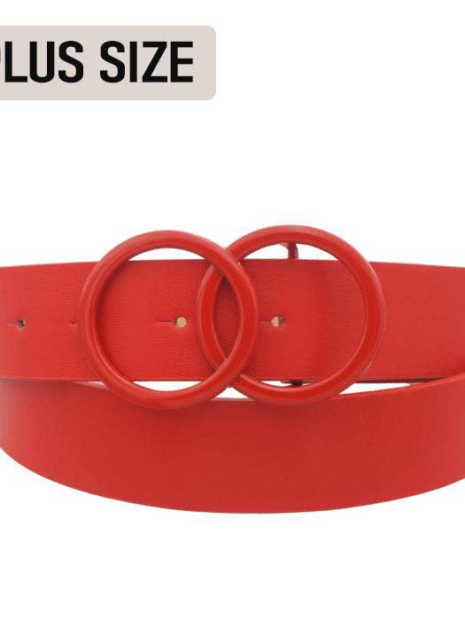 PLUS SIZE COLOR COATED DOUBLE CIRCLE BUCKLE BELT for wholesale by anbfashion