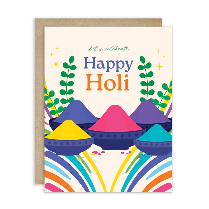 Carte Holi Gulal Arc-en-ciel | Joyeux Festival des Couleurs pour la vente par Cute Asian Cards