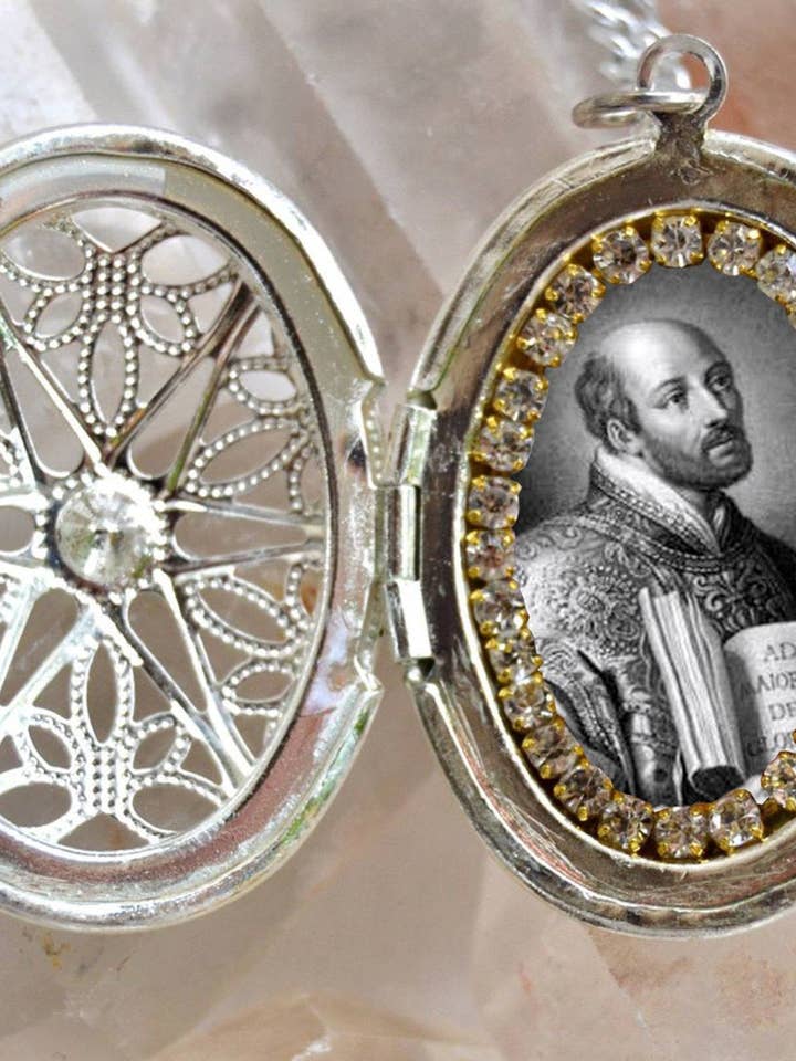 Colar de medalhão artesanal de Santo Inácio de Loyola Jóias Religiosas Cristãs Católicas Medalha Pingente A Sociedade de Jesus Ordem por atacado de MariaSantissimaShop