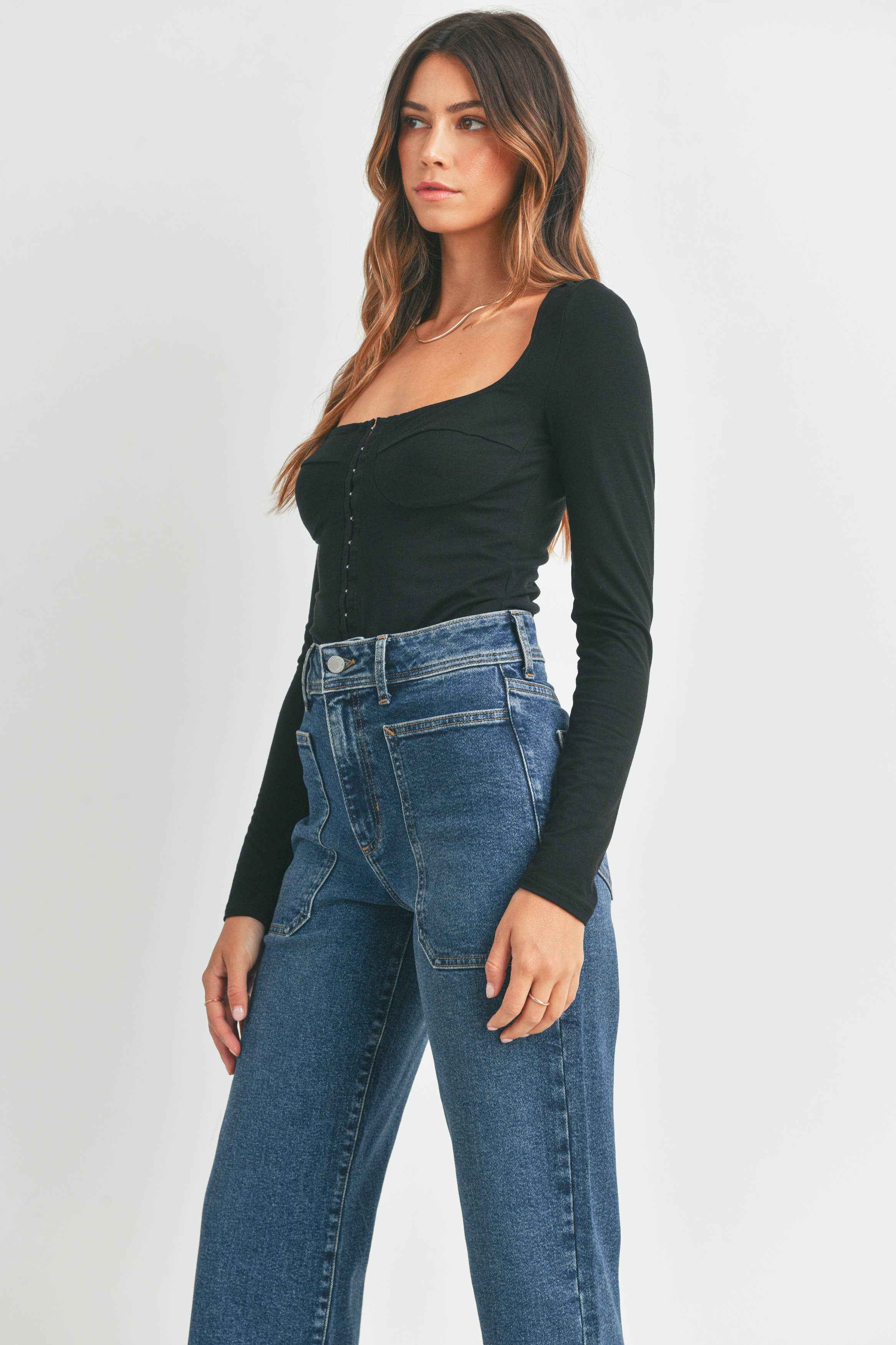 JUST BLACK DENIM - Wholesale Jeans - Women's - BP353J - DK - HR Utility Wide Leg3