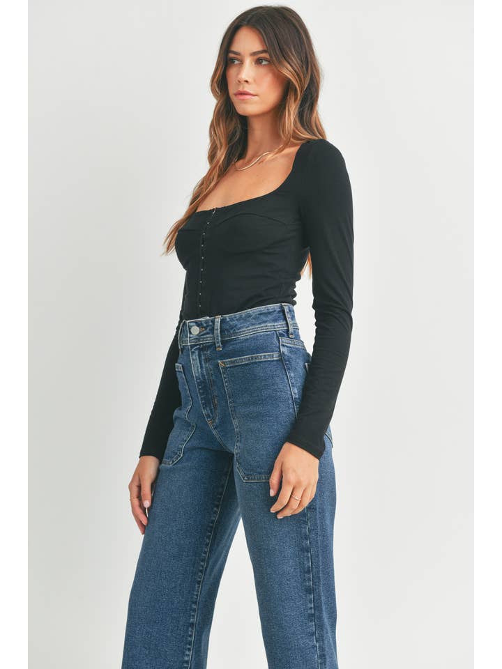 JUST BLACK DENIM - Wholesale Jeans - Women's - BP353J - DK - HR Utility Wide Leg3