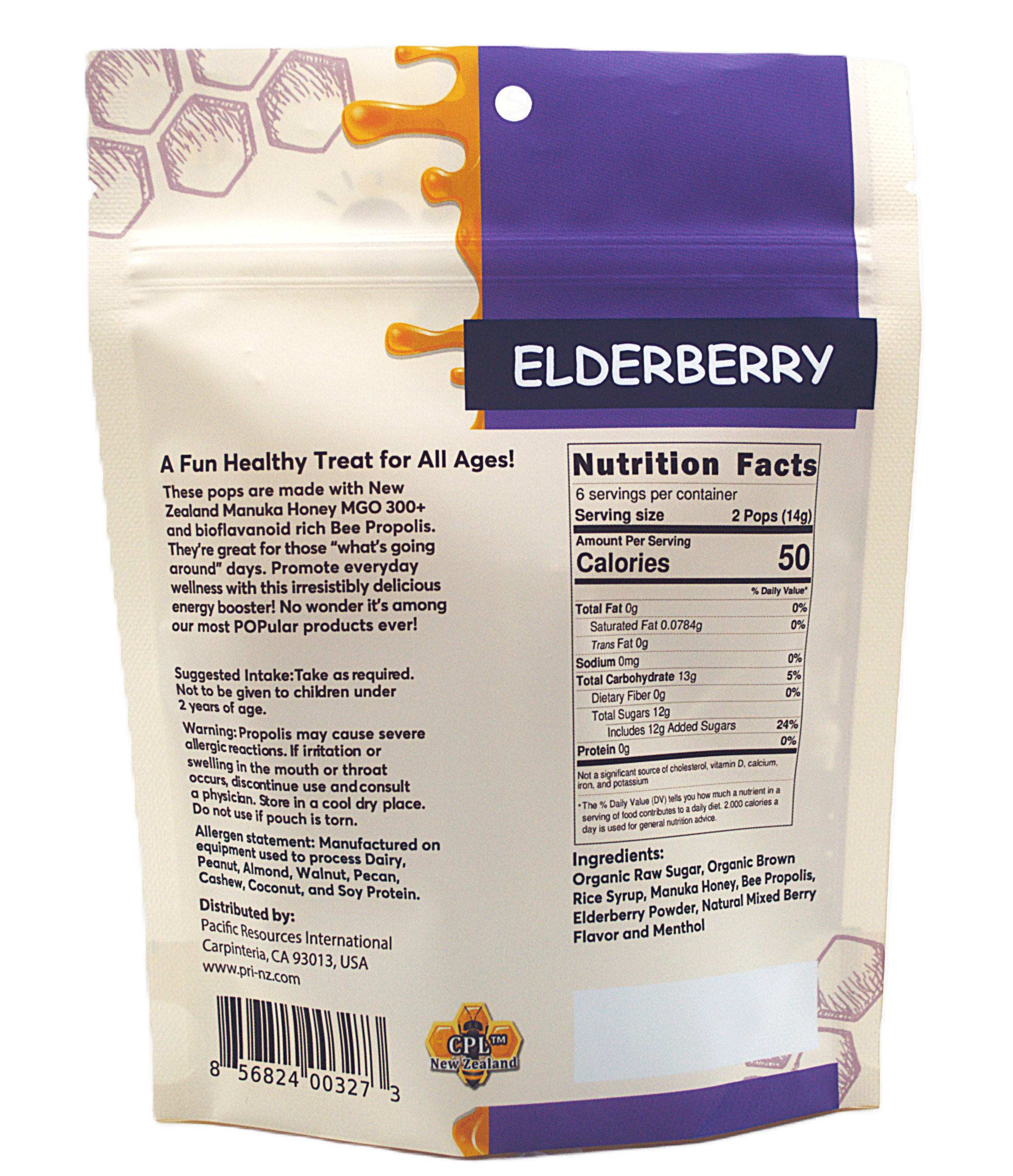 Pacific Resources - Wholesale Lozenges/Cough Drops - Manuka Honey Propolis Lollipop, Elderberry1