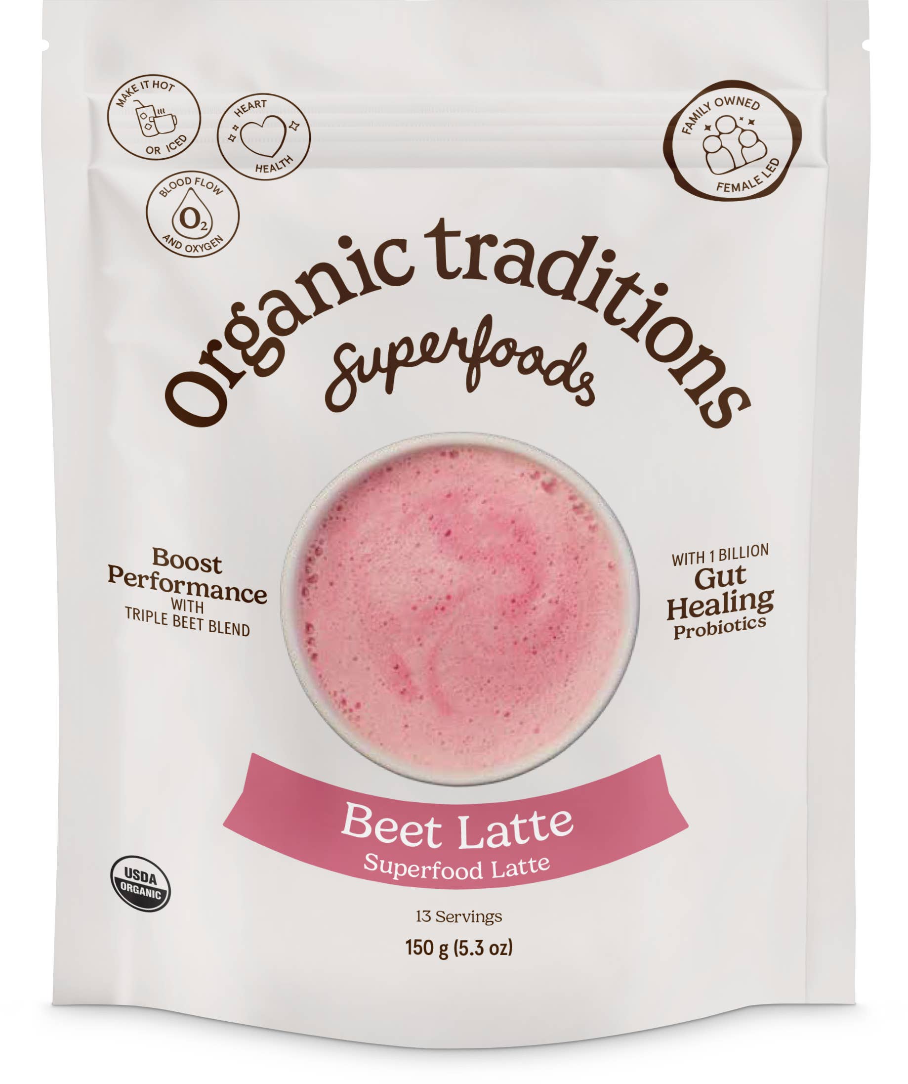 Organic Traditions - Wholesale Powdered Health Drink - Beet Latte with Fermented Beet and Probiotics 5.3oz