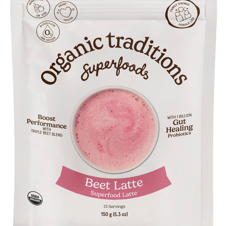 Beet Latte with Fermented Beet and Probiotics 5.3oz for wholesale by Organic Traditions