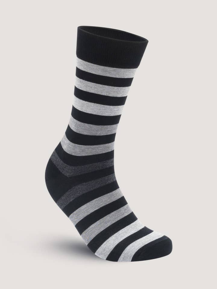 Black Block Stripe Cotton Socks for wholesale by Brian Oak Limited
