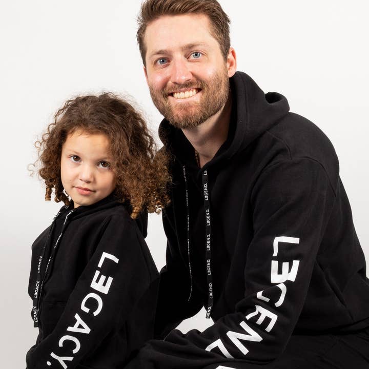 Legend and Legacy Hoodies - Black with Printed Drawcord, Kan for wholesale by to: little arrows