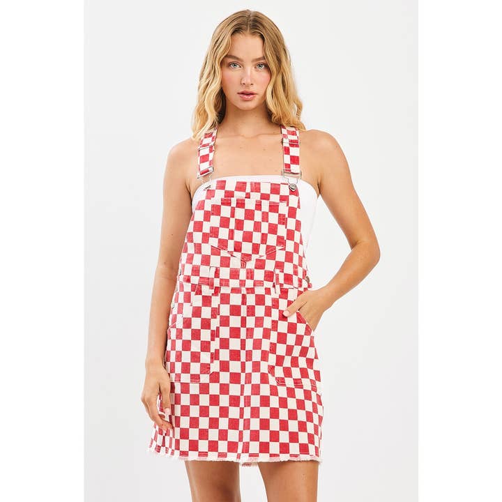 mittoshop - Wholesale Dress - Women's - GAME DAY CHECKERED BIB OVERALL MINI DRESS13