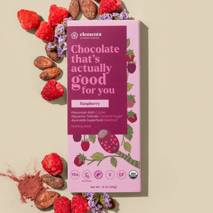 Hindbær 70% mørk chokolade for engroshandel hos Elements Truffles