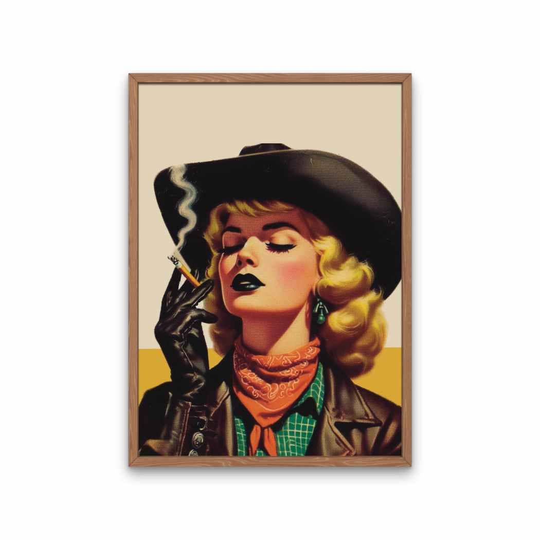 Lady Kady Art - Wholesale Art Print - Y'allternative Goth Cowgirl Art Print, Smoking Western Art