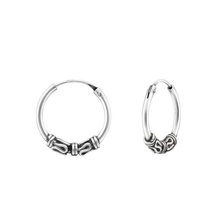 Nakoa The Label - Wholesale Hoop earrings - Silver Bali Hoop Earrings 14mm Oxidized