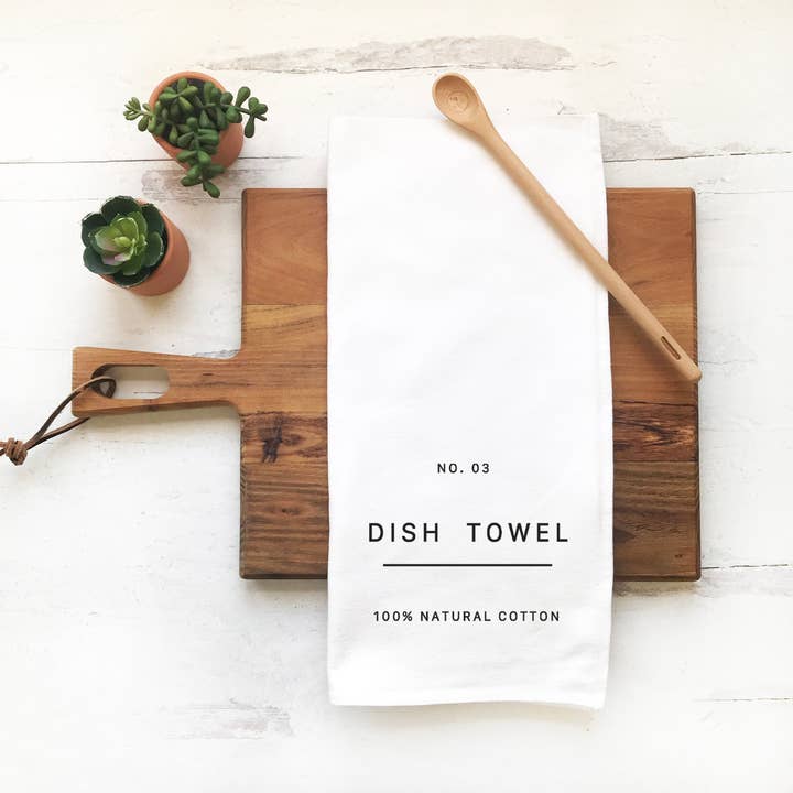 Modern Tea Towel, Minimalist Black & White Dish Cloth for wholesale by Perfect Day Print Co
