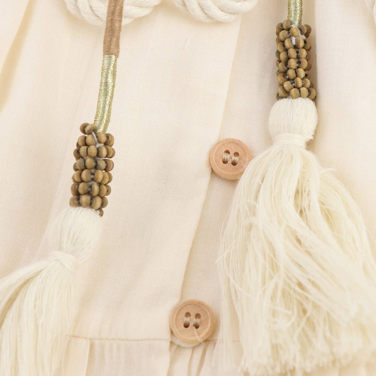 Beige Floral Embroidery MiniDress with Drawstring Cutout_CWDSD8316 for wholesale on Faire3