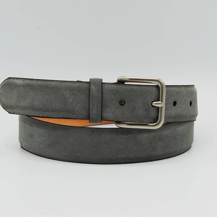 32mm Classic Italian Calf Suede Belt - Cement Grey for wholesale by Sfalci