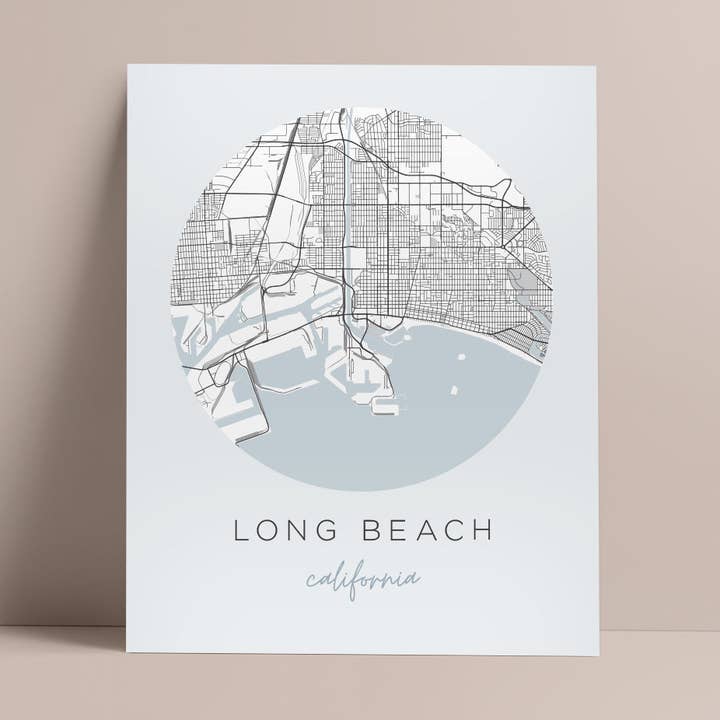 Long Beach, California Map Poster for wholesale by Backstory Map Co.