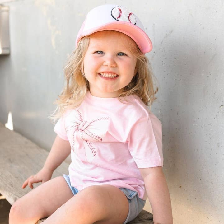 Sweet Wink - Wholesale Screen Printed T-Shirt - Kids - Baseball Bow Short Sleeve T-Shirt - Kids Clothes - Sports3
