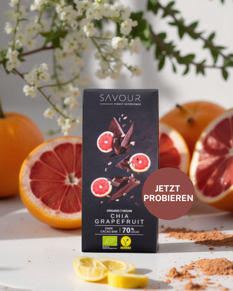 SAVOUR - Wholesale Chocolate - Dark chocolate with chia seeds & grapefruit | Organic, Vegan1