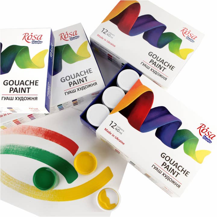 Fainotoys – wholesale Färgset – Gouache färguppsättning 12* 40 ml ROSA Studio