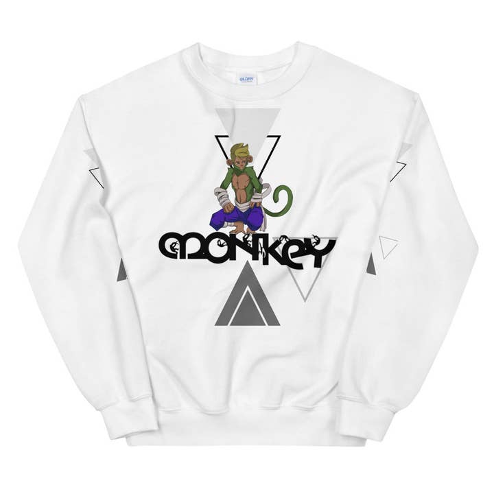 Monkey Unisex White Sweatshirt 2022 Edition for wholesale by ETHANOL TEARS LTD
