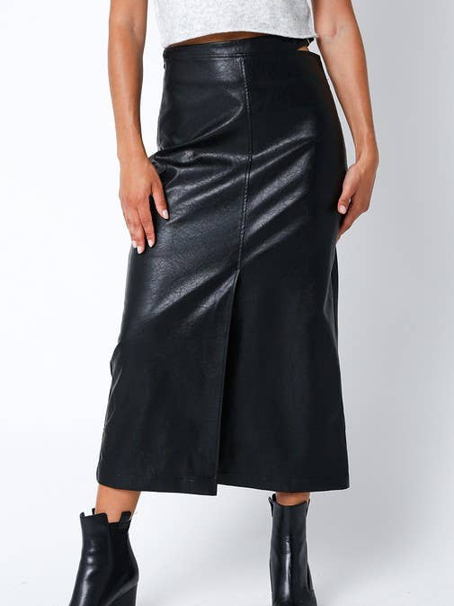 Pu Midi Skirt for wholesale by Olivaceous