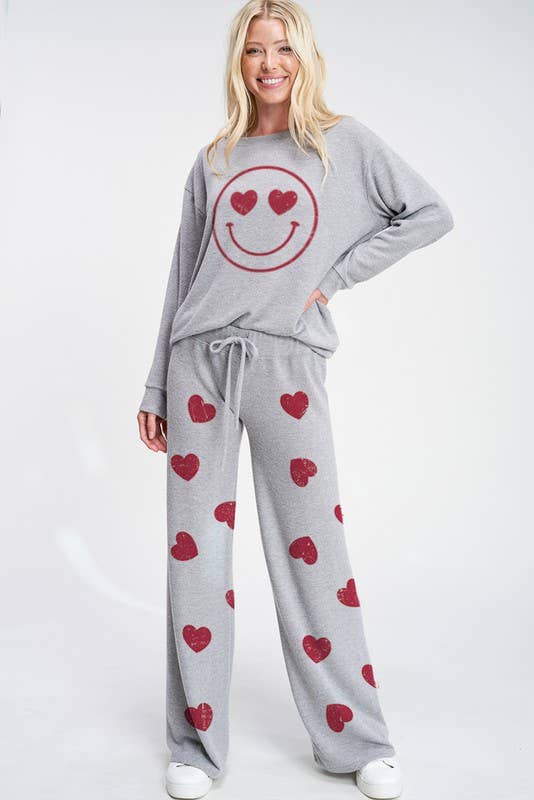 Lemon Tree - Wholesale Lounge Set - Women's - Heart smile  sleep lounge wear set0
